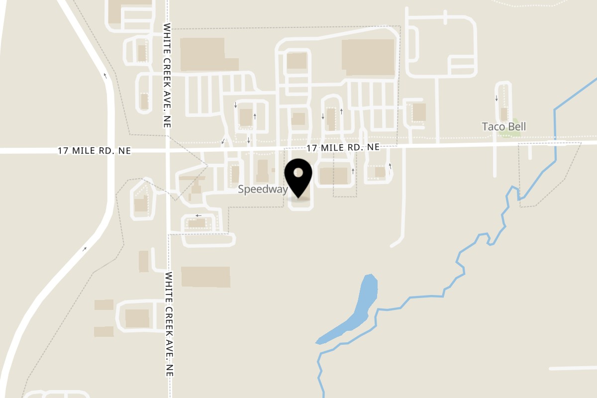 Map showing the location of Tacos El Cuñado Cedar Springs on 4116 17 Mile Rd NE Ste E in Cedar Springs